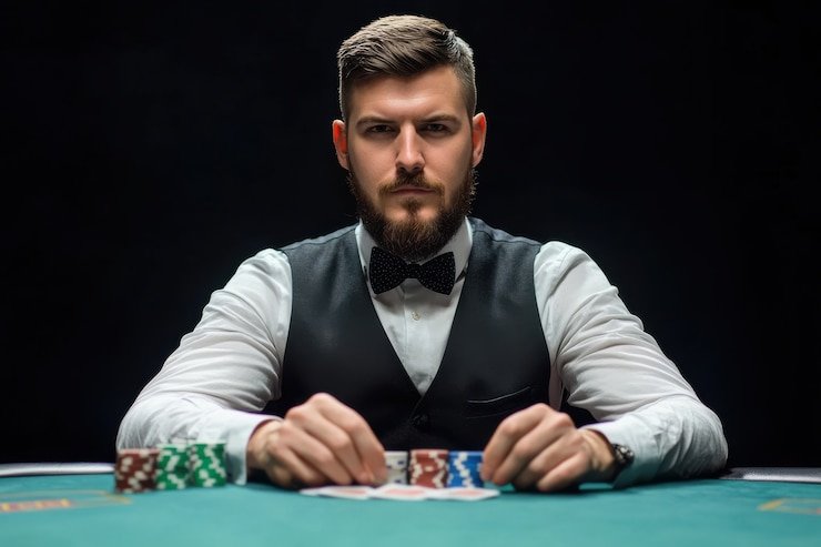 Casino Hold'em table layout with dealer and player cards visible on c8vip h5 live studio